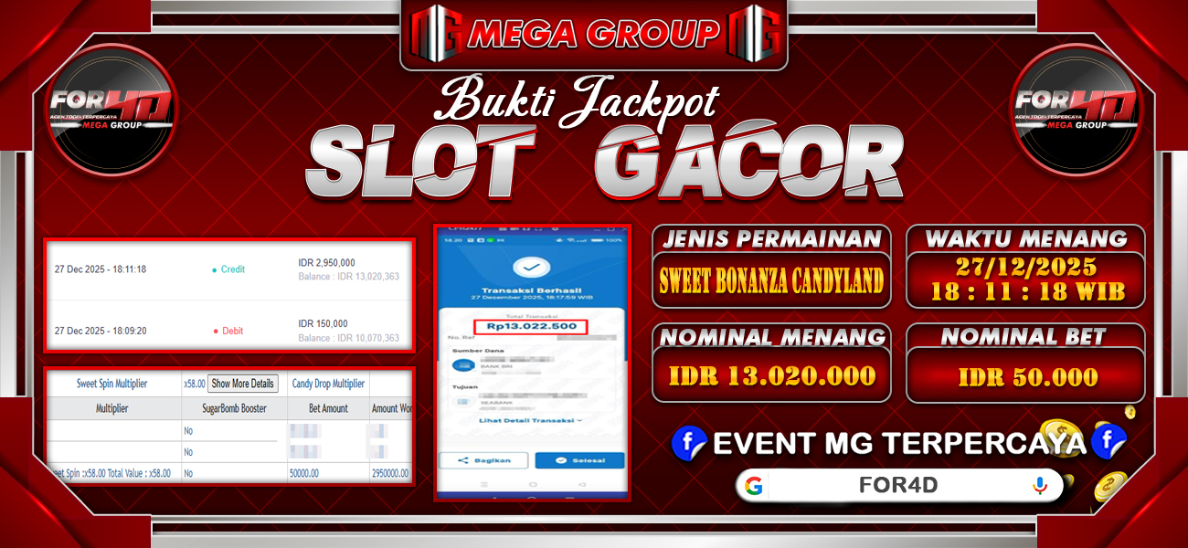 Bukti JP situs For4D hari Sabtu, 27 Desember 2025