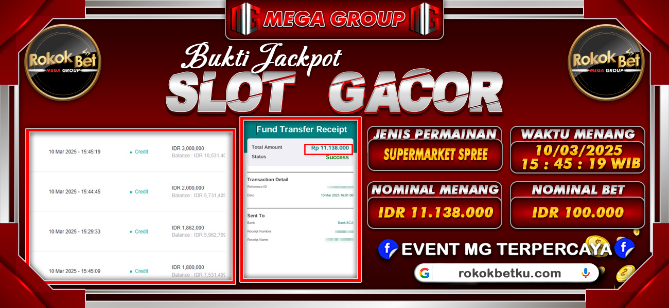 Bukti JP situs Rokokbet hari Senin, 10 Maret 2025