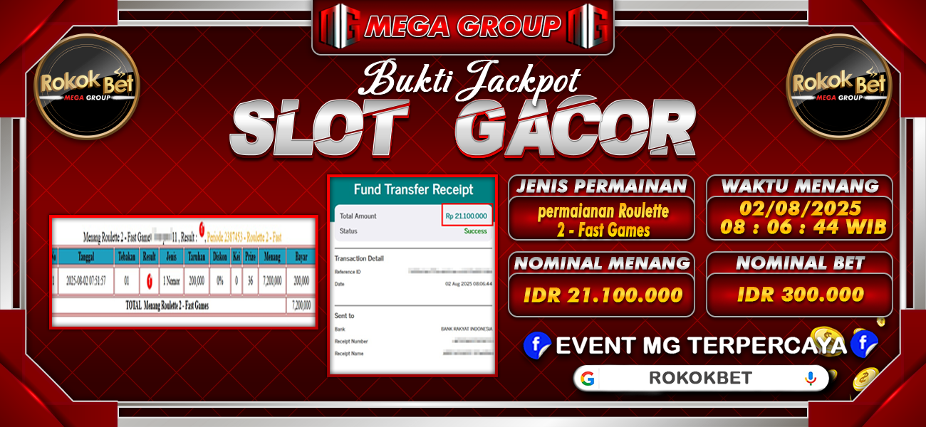 Bukti JP situs Rokokbet hari Sabtu, 02 Agustus 2025