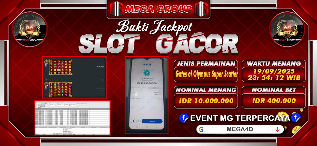 Bukti JP situs Mega4D hari Jumat, 19 September 2025