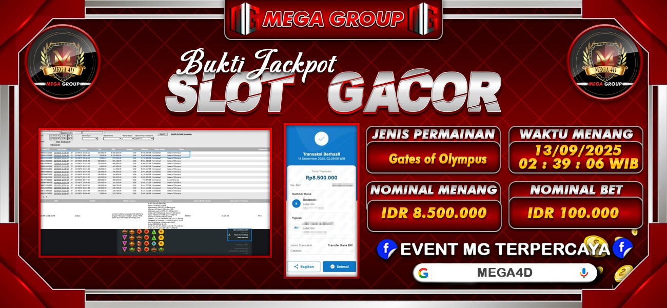 Bukti JP situs Mega4D hari Sabtu, 13 September 2025