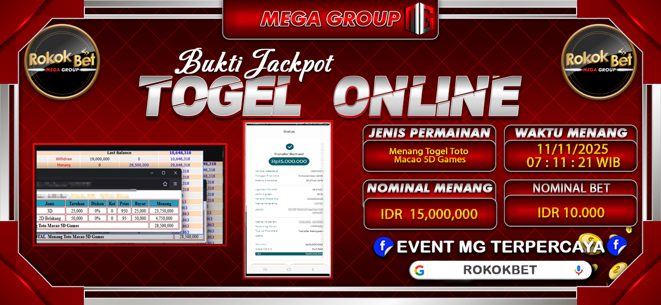 Bukti JP situs Rokokbet hari Selasa, 11 November 2025