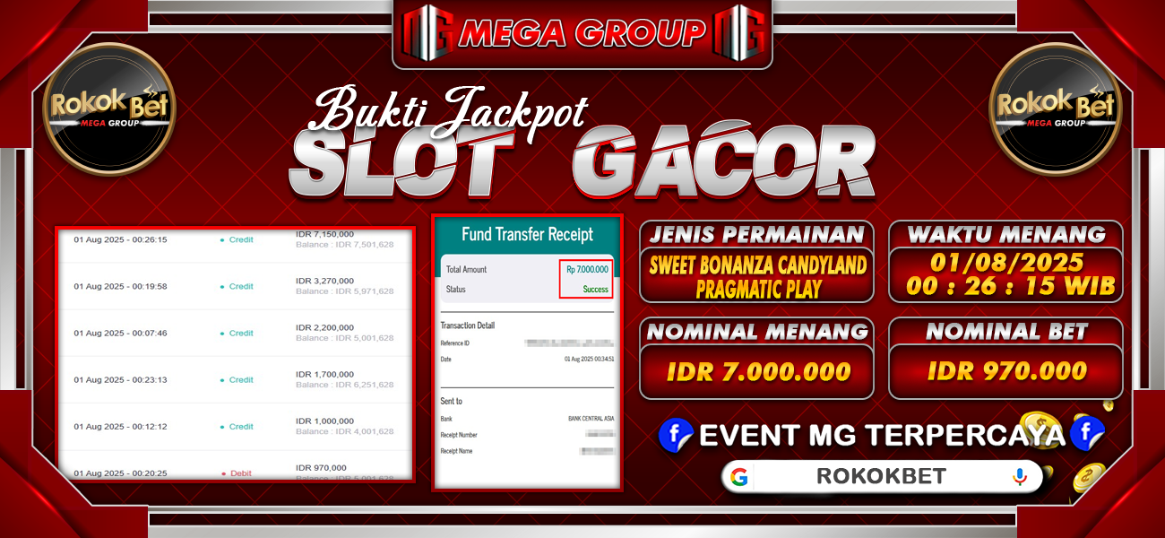 Bukti JP situs Rokokbet hari Sabtu, 02 Agustus 2025
